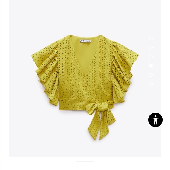 Zara Yellow eyelet wrap top - Picture 2 of 4